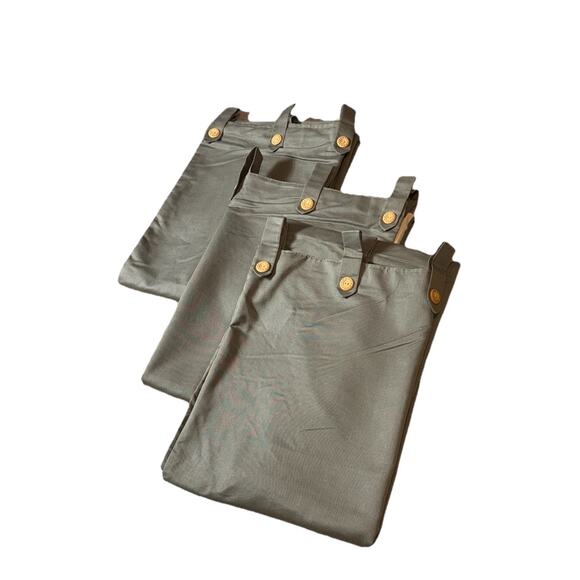 3 Custom Made Tab Top Drapes Curtains Panels Green Lined High End Set Cotton - Picture 1 of 8